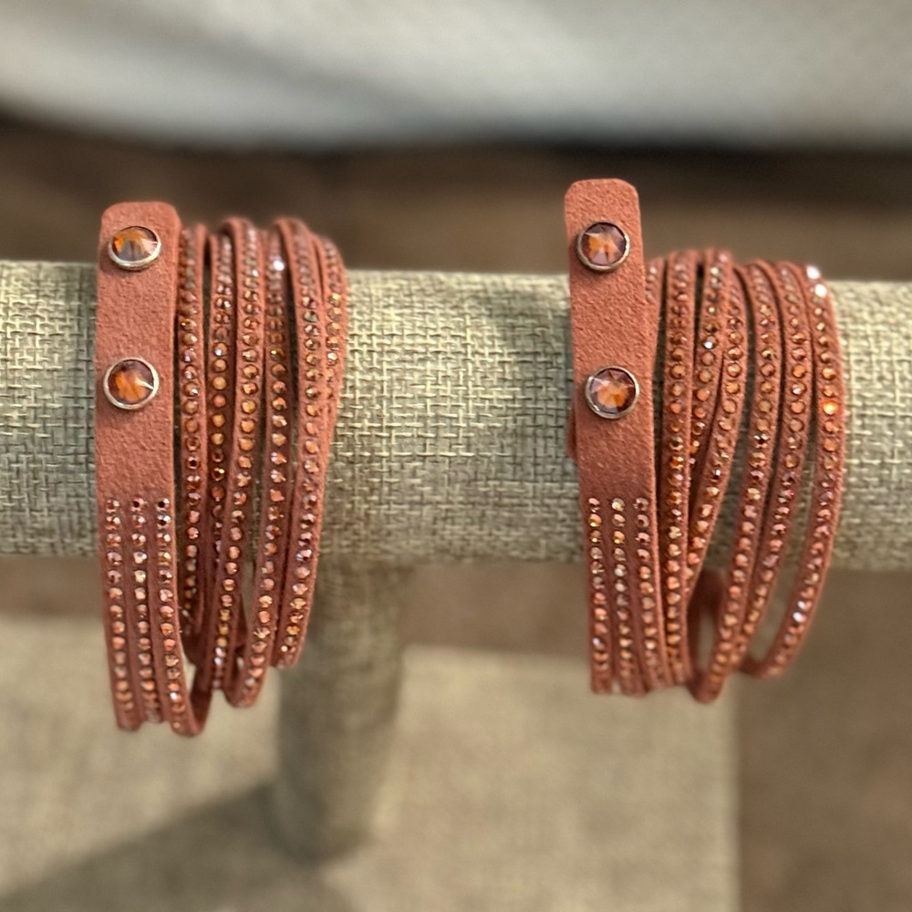 Elegant Touchstone Rust Crystal Wrap Bracelet